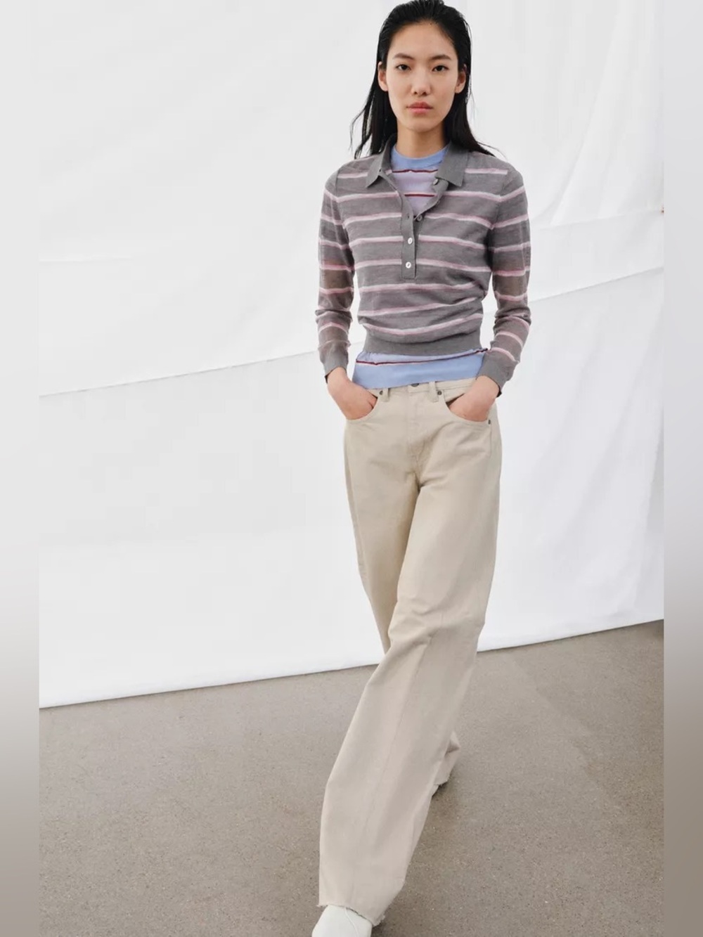 NWT Zara EXTRA-FINE WOOL STRIPED POLO